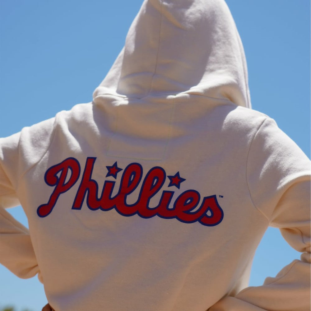 Philadelphia Phillies Aviator Nation x MLB Unisex Five-Stripe Tri-Blend Full-Zip Hoodie - Cream - MLB Online