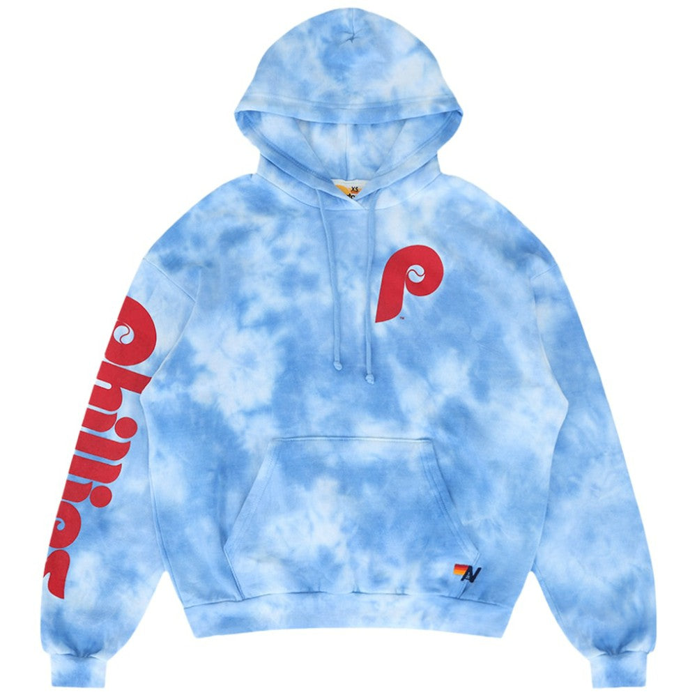 Philadelphia Phillies Aviator Nation x MLB Unisex Tie-Dye Tri-Blend Pullover Hoodie - Light Blue - MLB on Sale