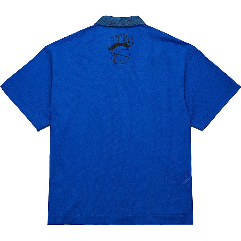New York Knicks x Purple Brand Button-Up Shooting Shirt Navy | Mitchell & Ness Near Me