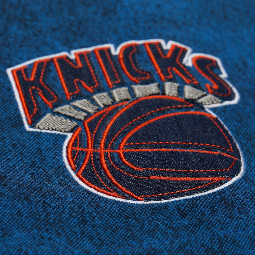 New York Knicks x Purple Brand Button-Up Shooting Shirt Navy | Mitchell & Ness Near Me