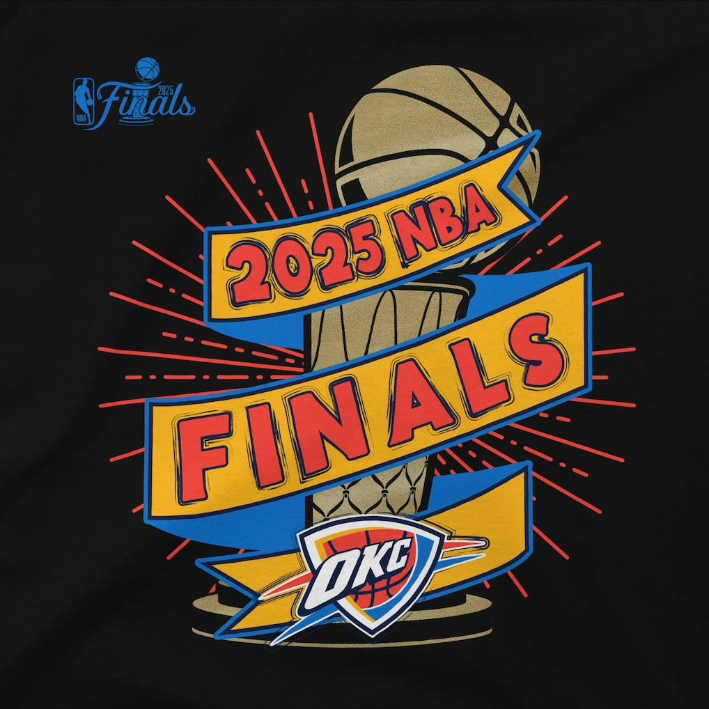 Oklahoma City Thunder Stadium Essentials Unisex 2025 NBA Finals Clutch T-Shirt Black