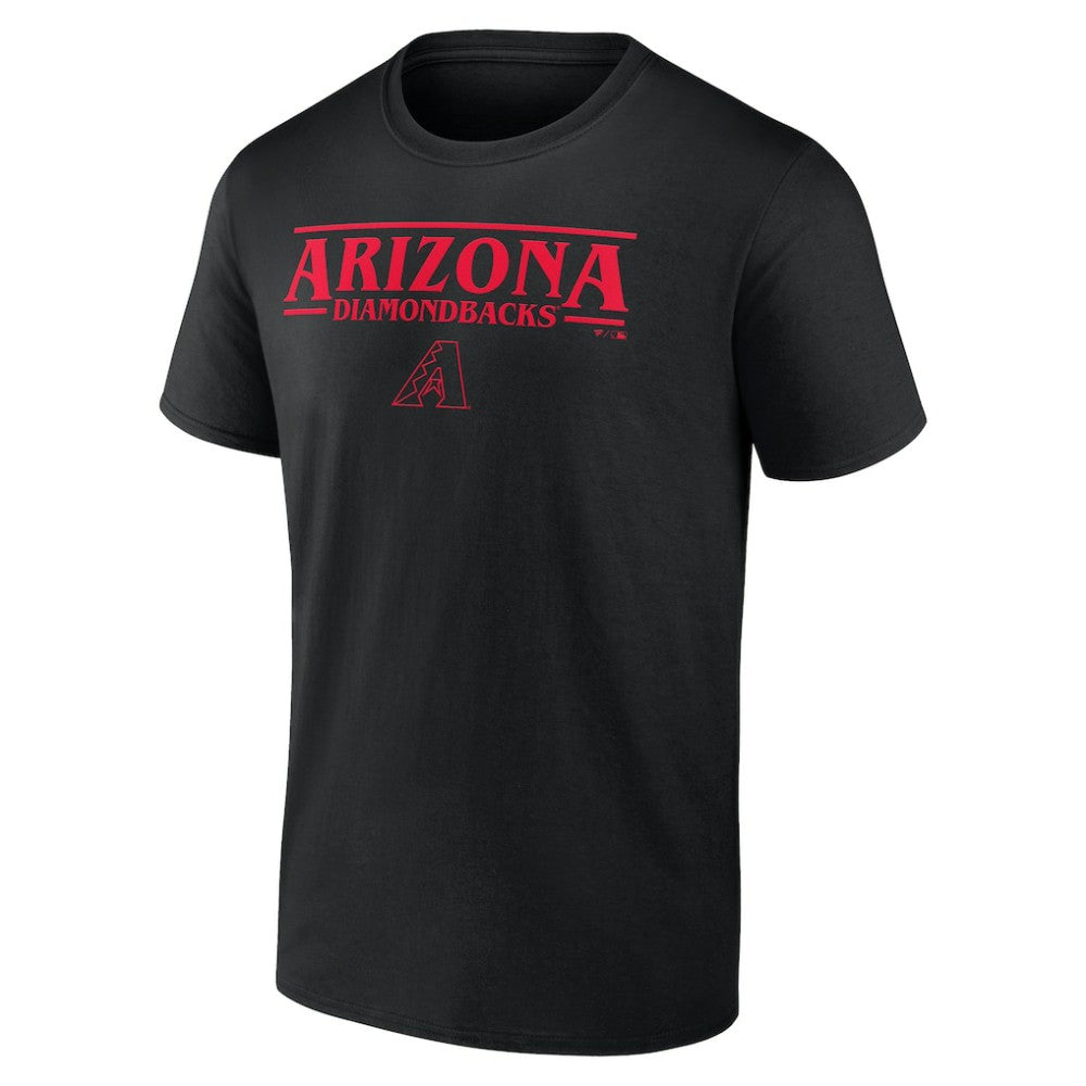 Arizona Diamondbacks Stranger Things Logo Lockup T-Shirt - Black - MLB Discount