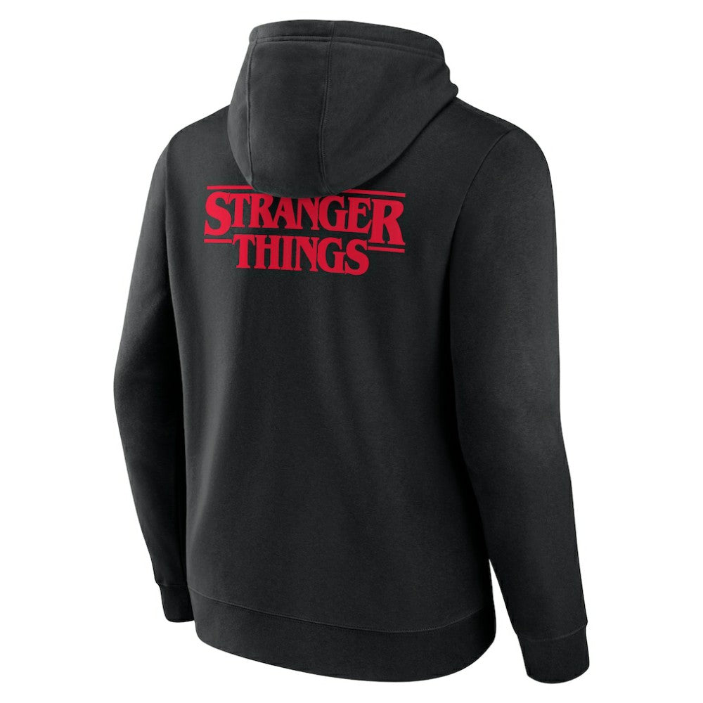 Atlanta Braves Stranger Things Logo Lockup Pullover Hoodie - Black - MLB Lifestyle