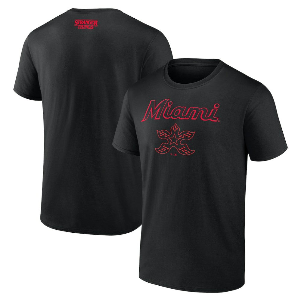 Miami Marlins Stranger Things Demogorgan T-Shirt - Black - MLB Discount