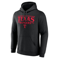 Texas Rangers Stranger Things Logo Lockup Pullover Hoodie - Black - MLB Online