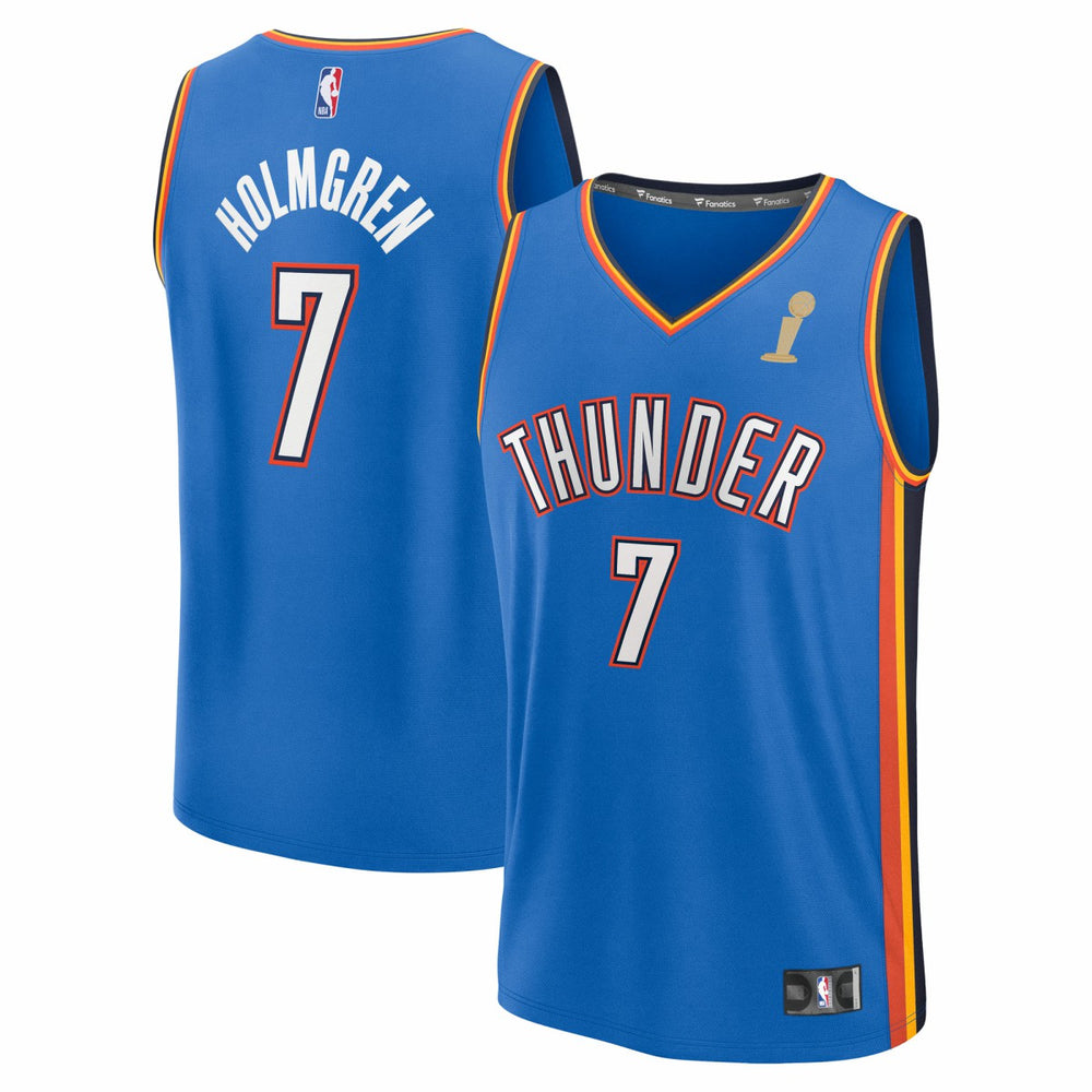 Chet Holmgren Oklahoma City Thunder 2025 NBA Finals Champions Fast Break Replica Player Jersey Blue Icon Edition | Fanatics US