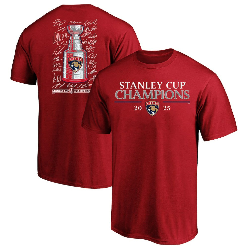 Florida Panthers Fanatics 2025 Stanley Cup Champions Big & Tall Roster T-Shirt - Red - NHL 203189493