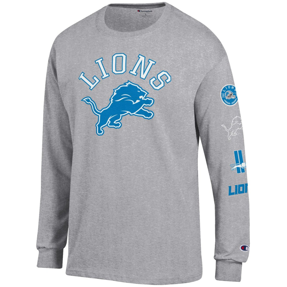 Detroit Lions Champion Seal Long Sleeve T-Shirt Heather Gray