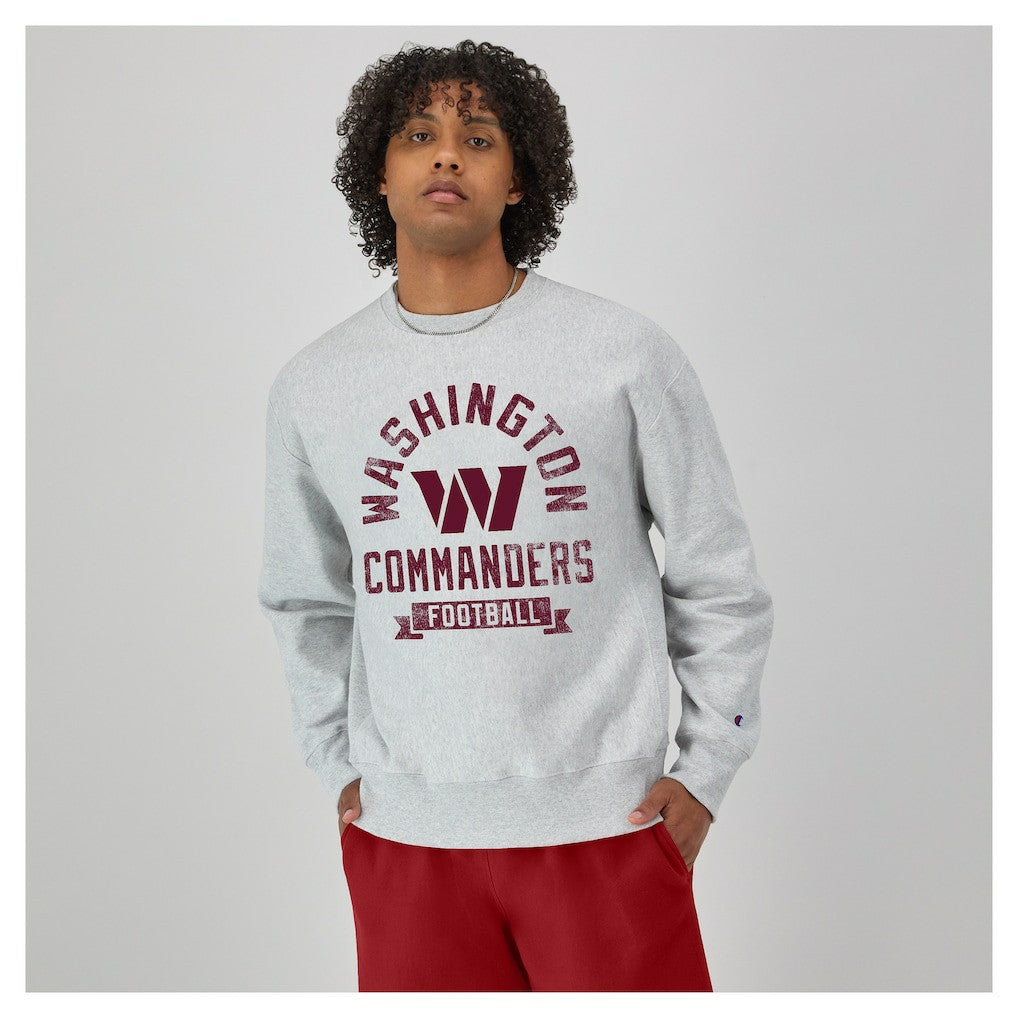 Washington Commanders Champion Reverse Weave Fleece Pullover Sweatshirt Heather Gray