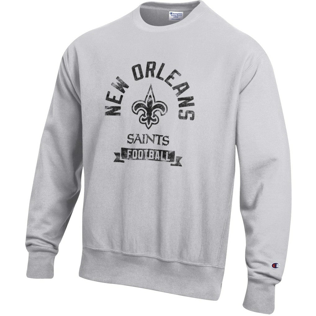 New Orleans Saints Champion Reverse Weave Fleece Pullover Sweatshirt Heather Gray