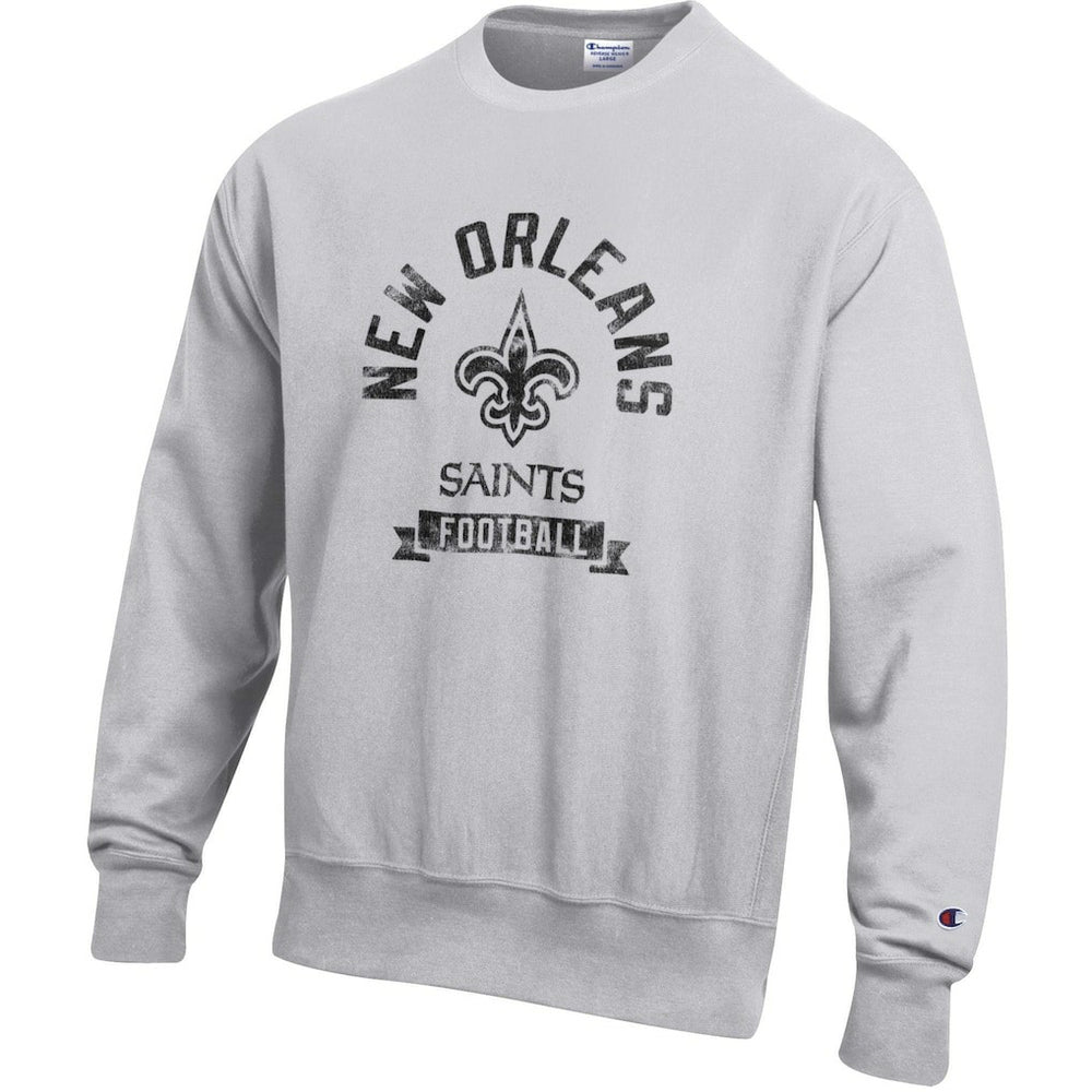 New Orleans Saints Champion Reverse Weave Fleece Pullover Sweatshirt Heather Gray