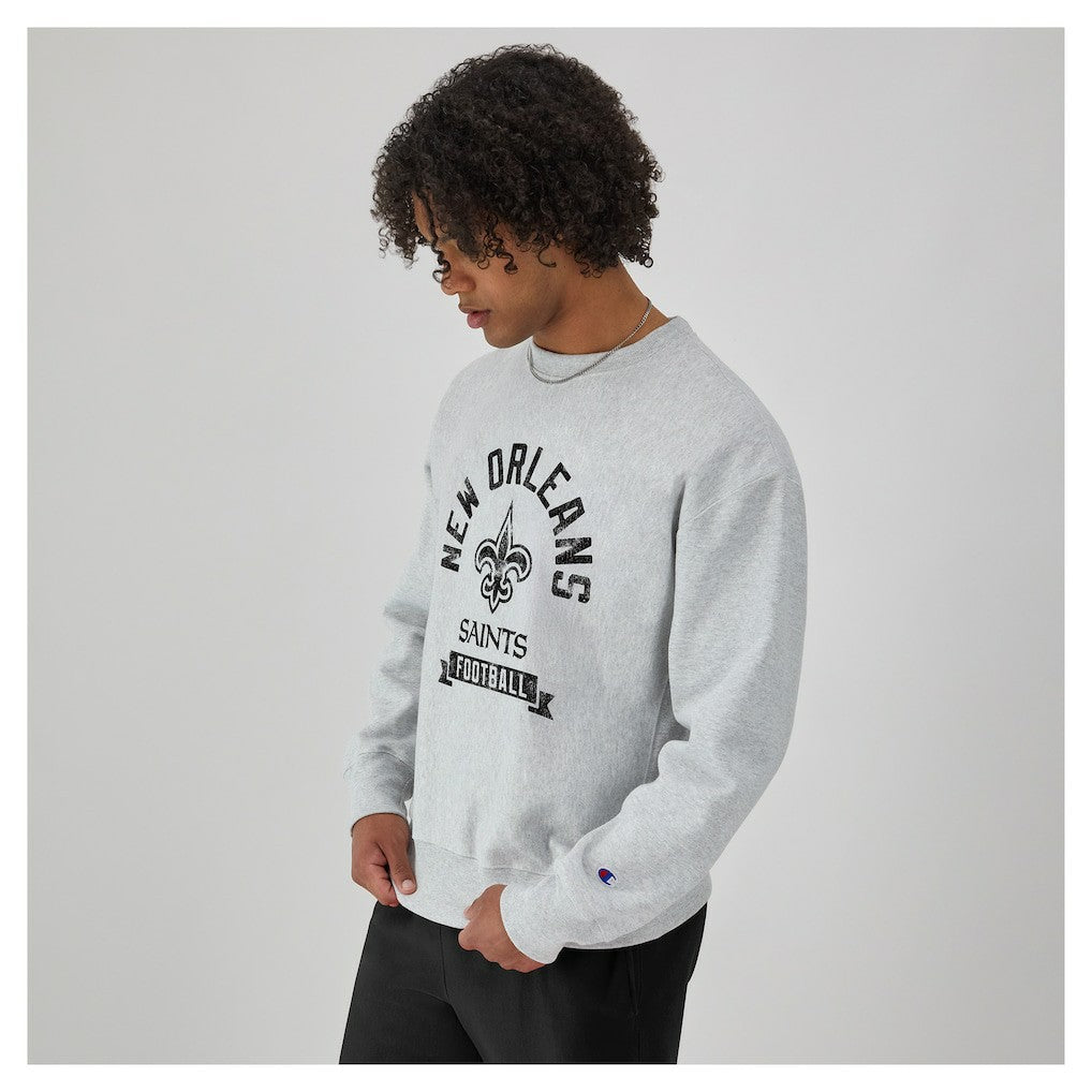 New Orleans Saints Champion Reverse Weave Fleece Pullover Sweatshirt Heather Gray
