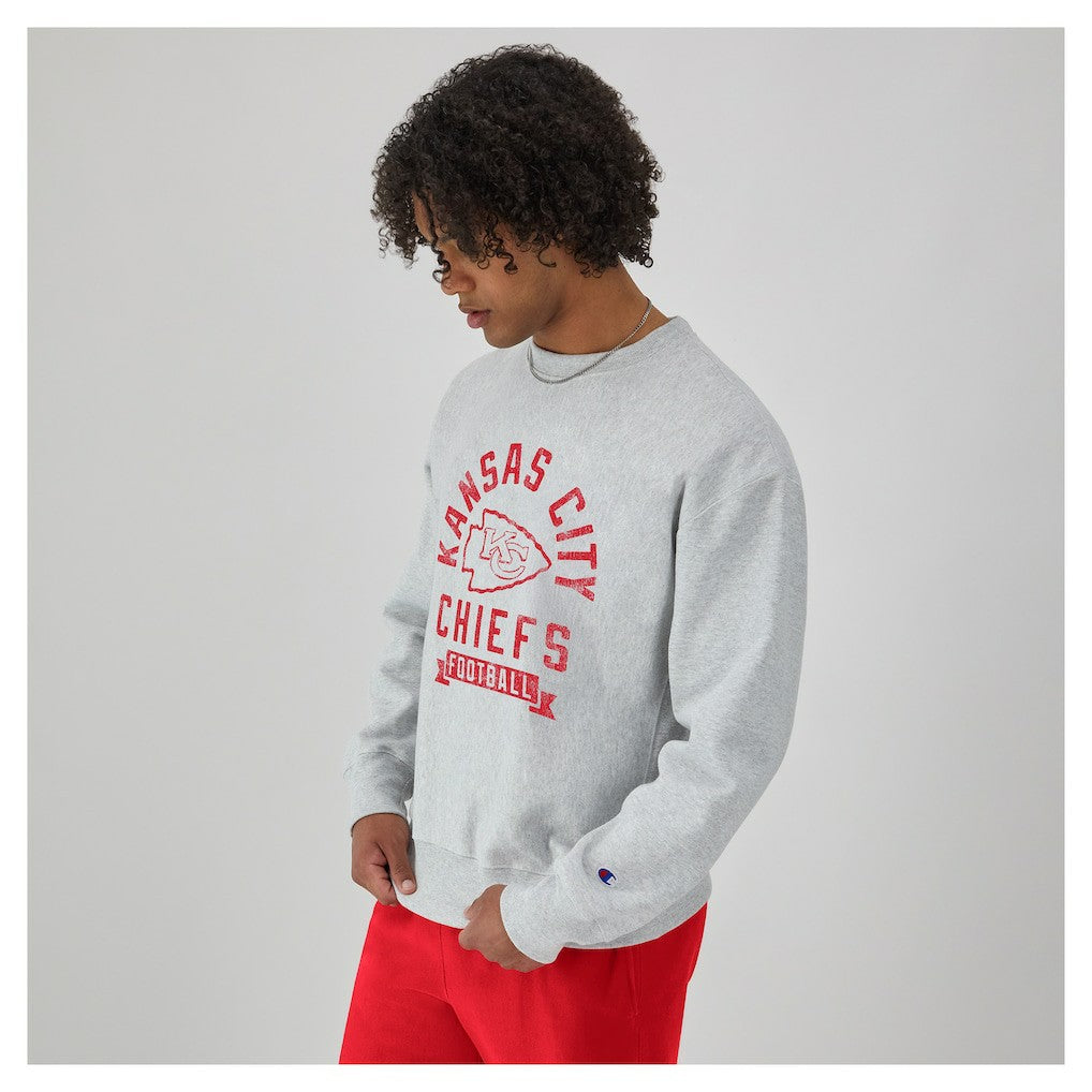 Kansas City Chiefs Champion Reverse Weave Fleece Pullover Sweatshirt Heather Gray