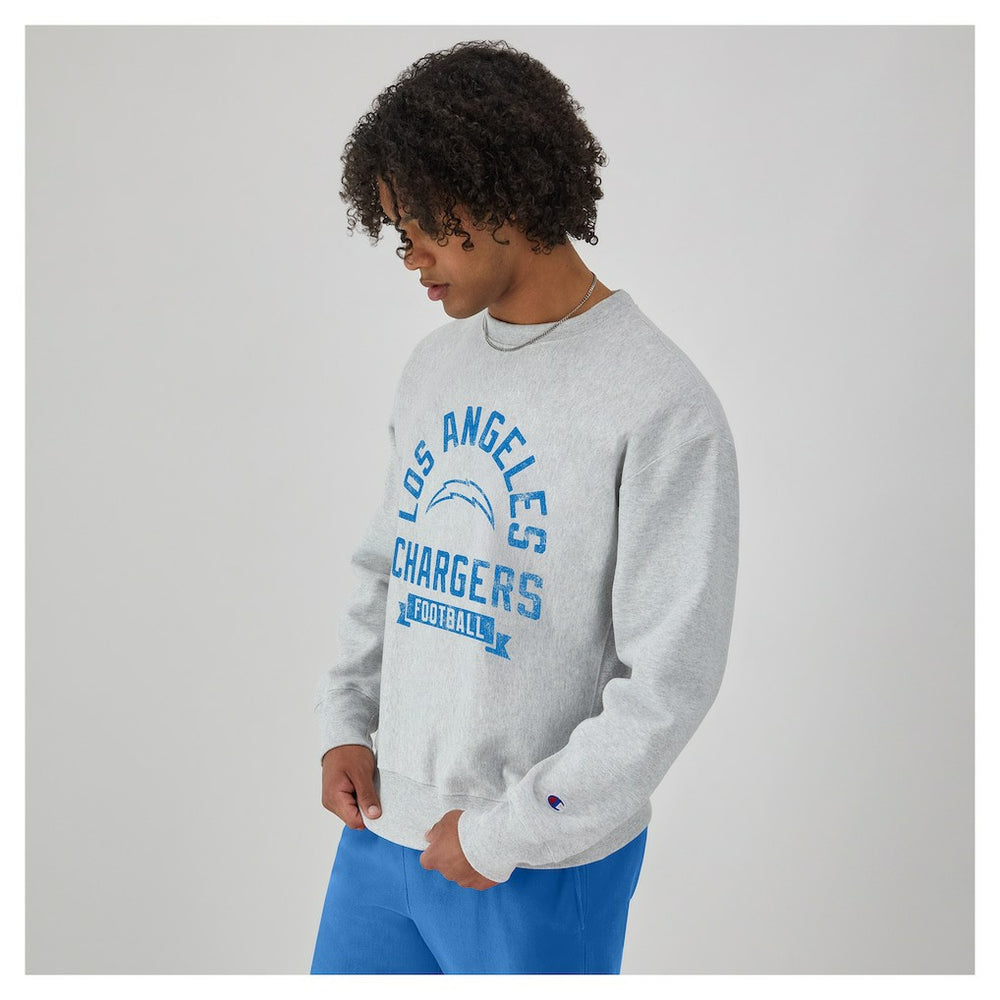 Los Angeles Chargers Champion Reverse Weave Fleece Pullover Sweatshirt Heather Gray