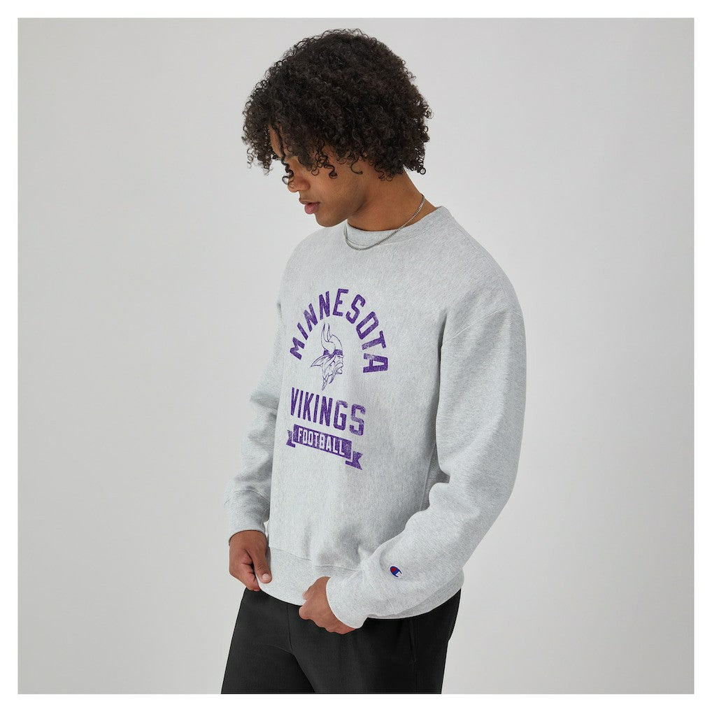 Minnesota Vikings Champion Reverse Weave Fleece Pullover Sweatshirt Heather Gray
