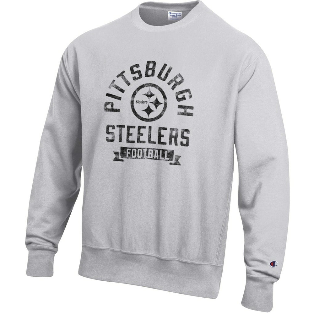 Pittsburgh Steelers Champion Reverse Weave Fleece Pullover Sweatshirt Heather Gray