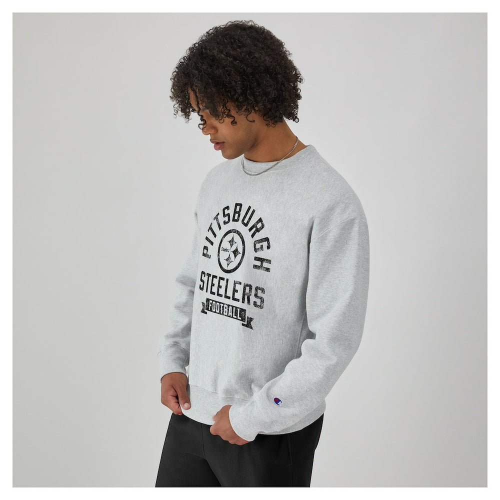 Pittsburgh Steelers Champion Reverse Weave Fleece Pullover Sweatshirt Heather Gray