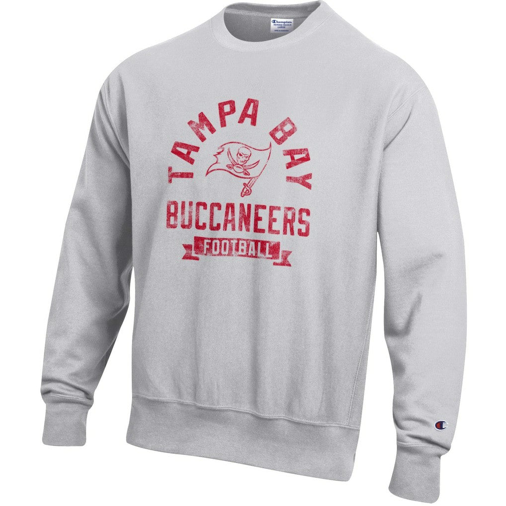 Tampa Bay Buccaneers Champion Reverse Weave Fleece Pullover Sweatshirt Heather Gray