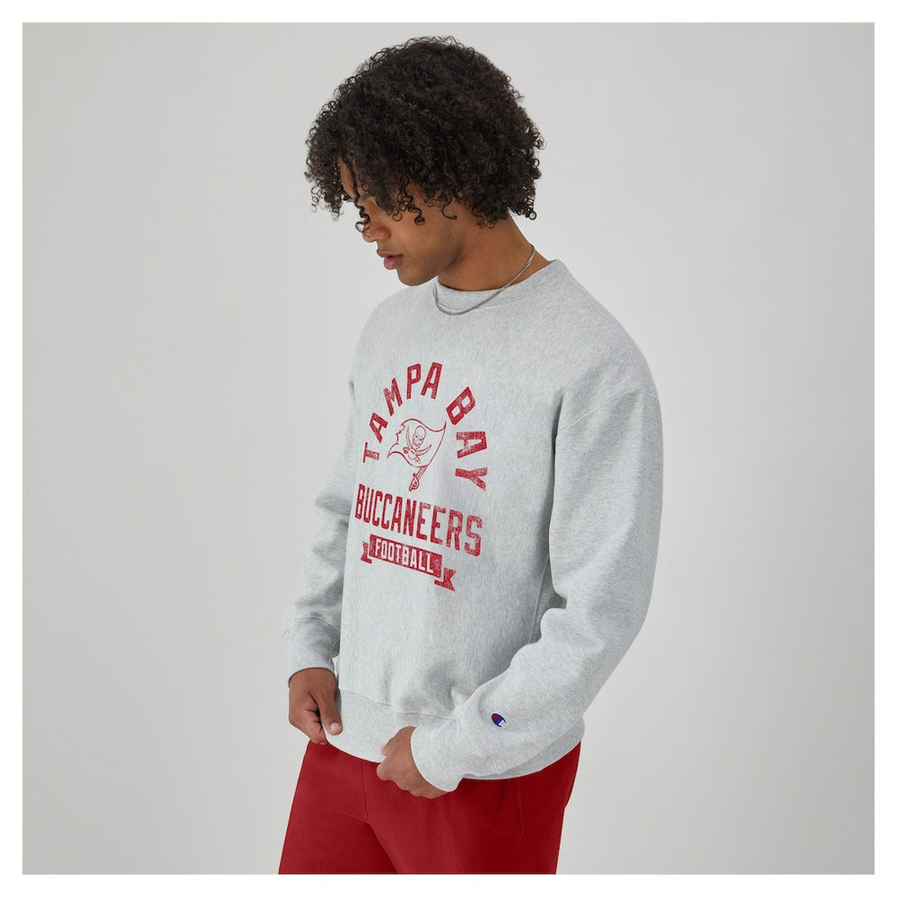 Tampa Bay Buccaneers Champion Reverse Weave Fleece Pullover Sweatshirt Heather Gray