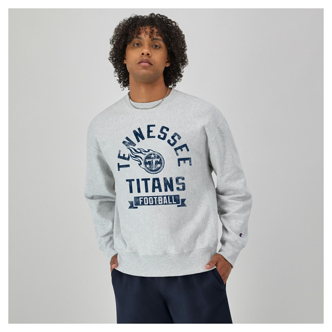 Tennessee Titans Champion Reverse Weave Fleece Pullover Sweatshirt Heather Gray
