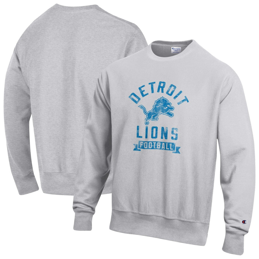 Detroit Lions Champion Reverse Weave Fleece Pullover Sweatshirt Heather Gray