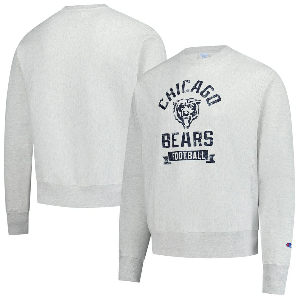 Chicago Bears Champion Reverse Weave Fleece Pullover Sweatshirt Heather Gray