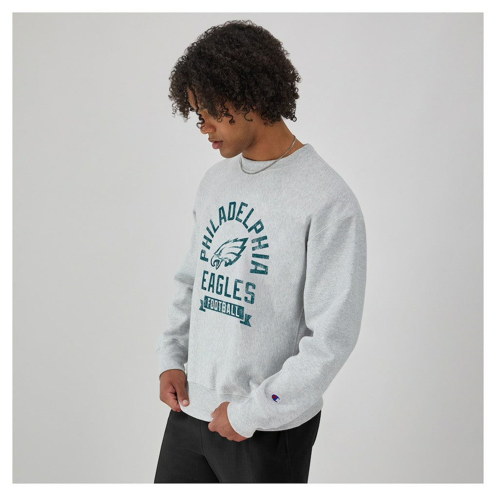 Philadelphia Eagles Champion Reverse Weave Fleece Pullover Sweatshirt Heather Gray