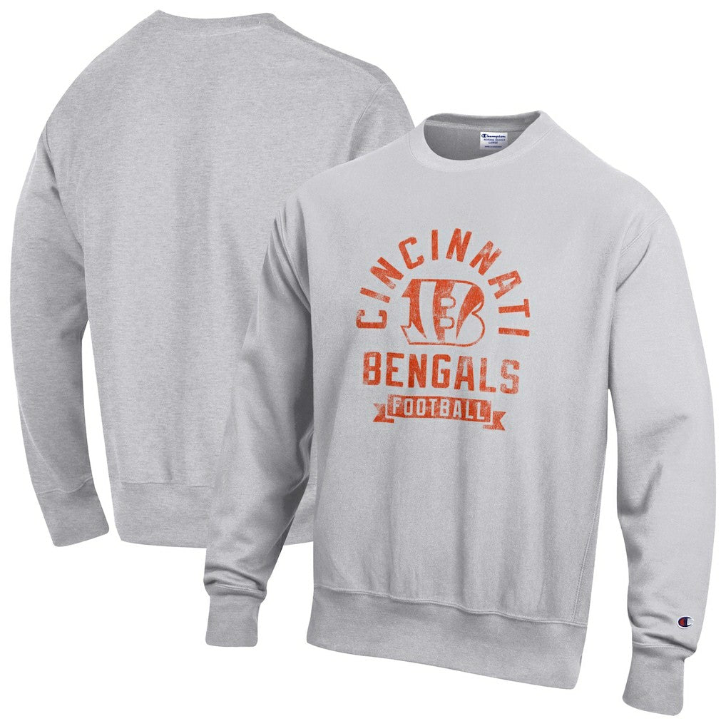 Cincinnati Bengals Champion Reverse Weave Fleece Pullover Sweatshirt Heather Gray