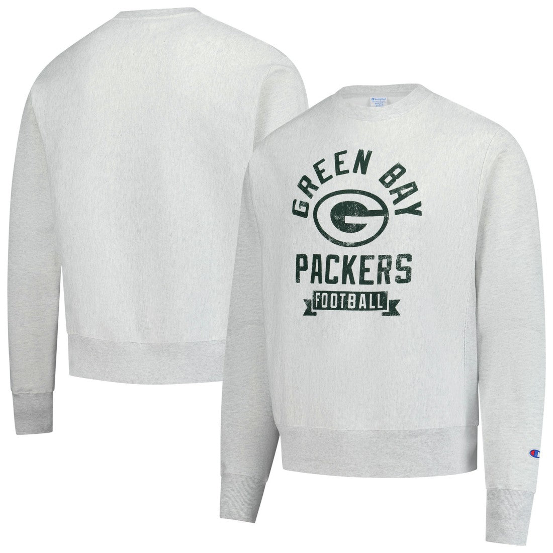 Green Bay Packers Champion Reverse Weave Fleece Pullover Sweatshirt Heather Gray