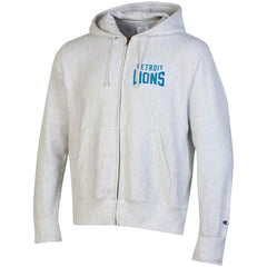 Detroit Lions Champion Reverse Weave Full-Zip Hoodie Heather Gray