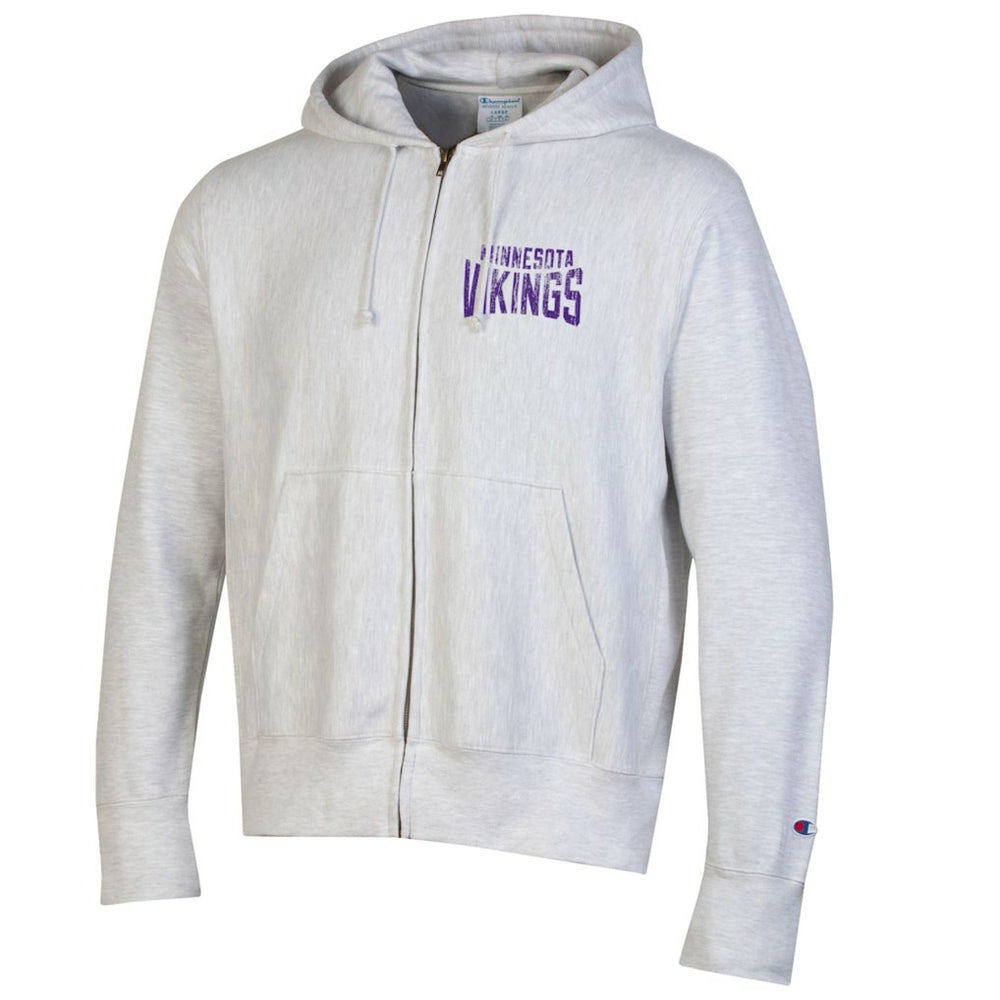 Minnesota Vikings Champion Reverse Weave Full-Zip Hoodie Heather Gray