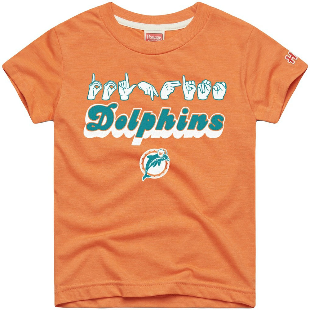 Miami Dolphins Homage Youth Love Sign x ASL 2.0 Tri-Blend T-Shirt Orange