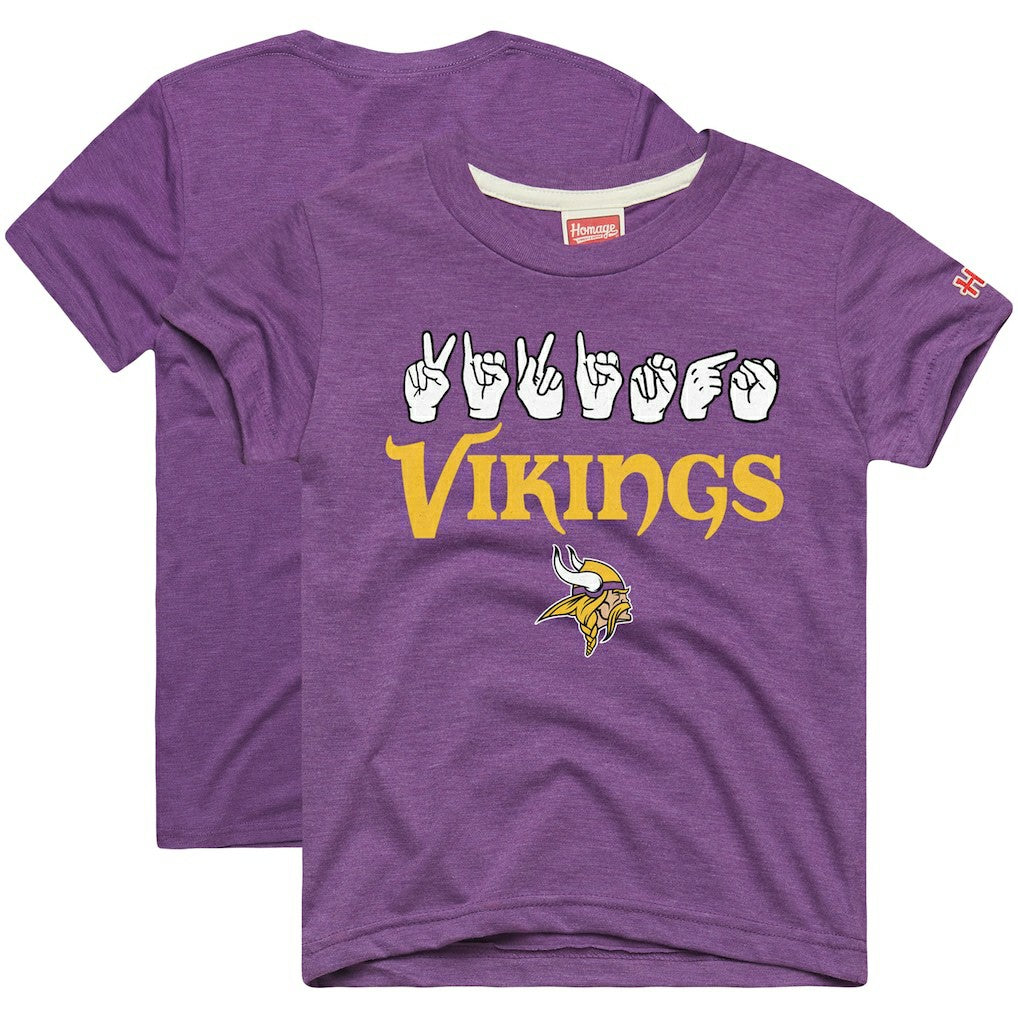 Minnesota Vikings Homage Youth Love Sign x ASL 2.0 Tri-Blend T-Shirt Purple