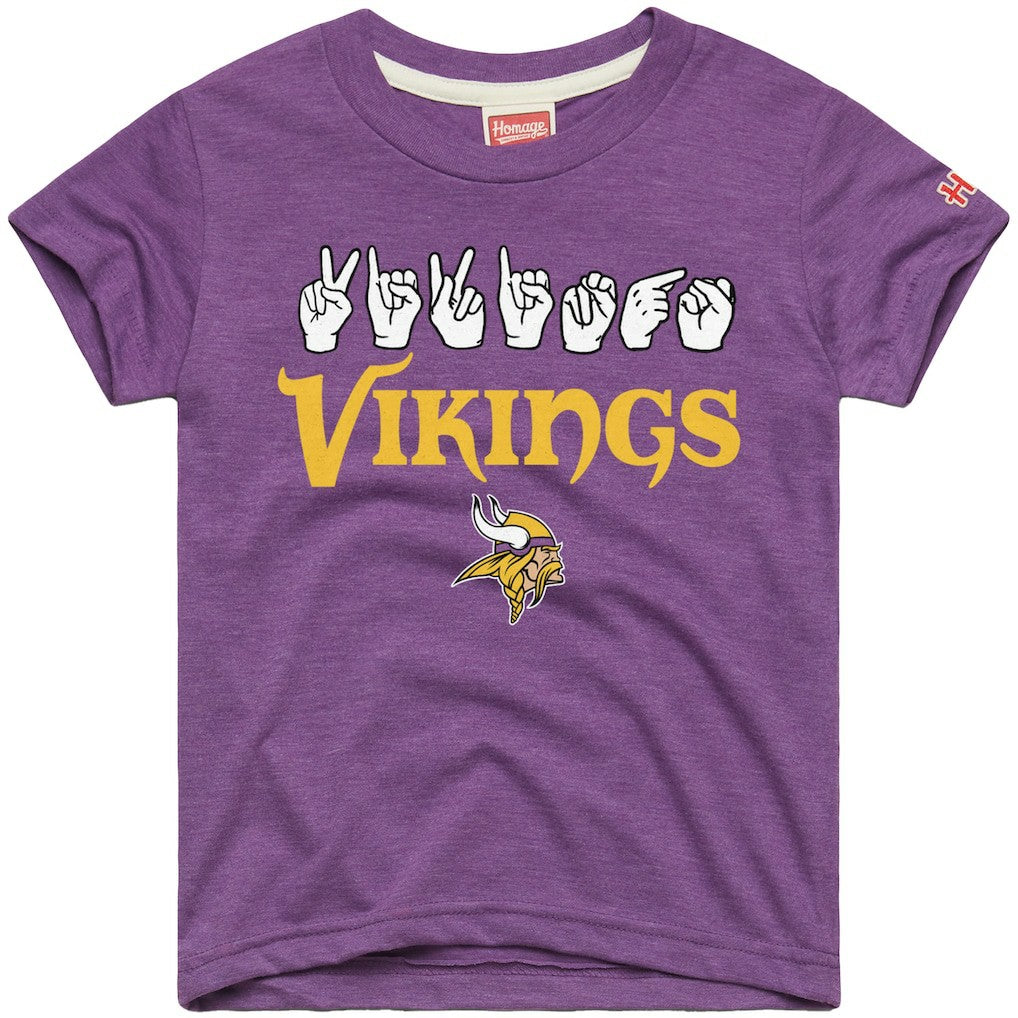 Minnesota Vikings Homage Youth Love Sign x ASL 2.0 Tri-Blend T-Shirt Purple