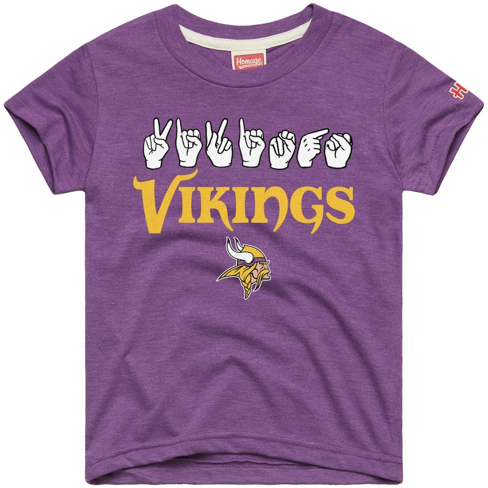 Minnesota Vikings Homage Youth Love Sign x ASL 2.0 Tri-Blend T-Shirt Purple