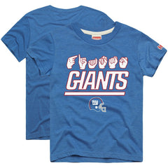 New York Giants Homage Youth Love Sign x ASL 2.0 Tri-Blend T-Shirt Royal
