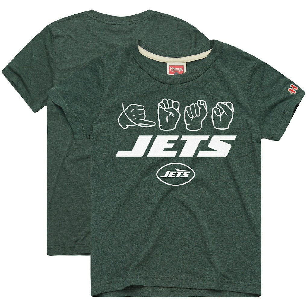 New York Jets Homage Youth Love Sign x ASL 2.0 Tri-Blend T-Shirt Green