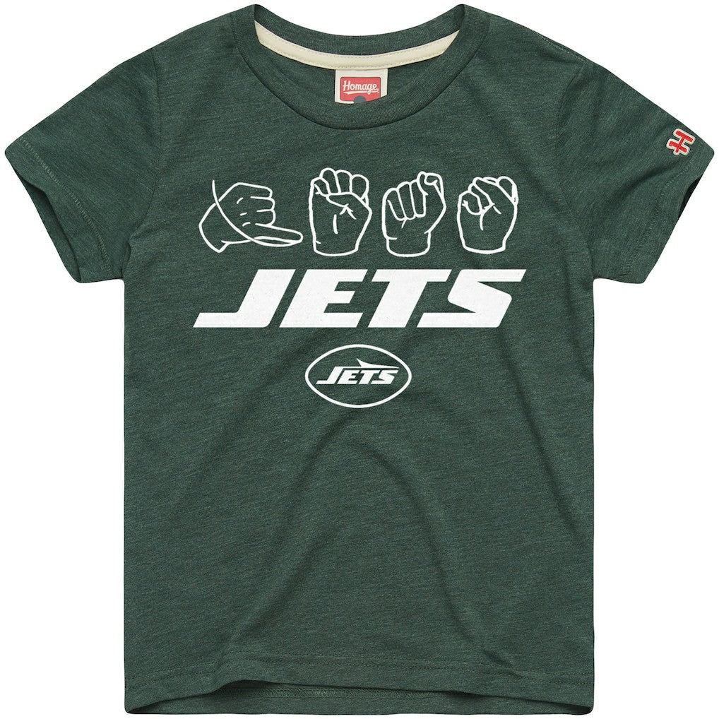 New York Jets Homage Youth Love Sign x ASL 2.0 Tri-Blend T-Shirt Green