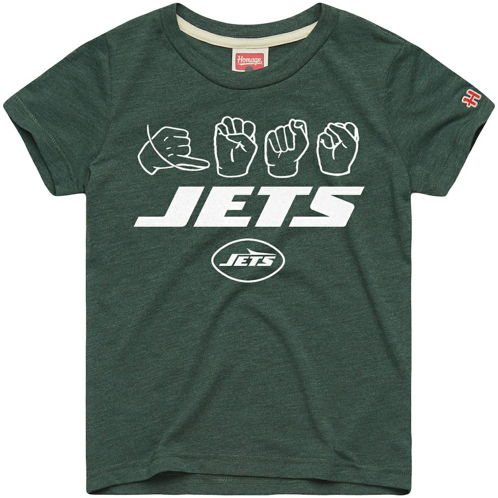 New York Jets Homage Youth Love Sign x ASL 2.0 Tri-Blend T-Shirt Green