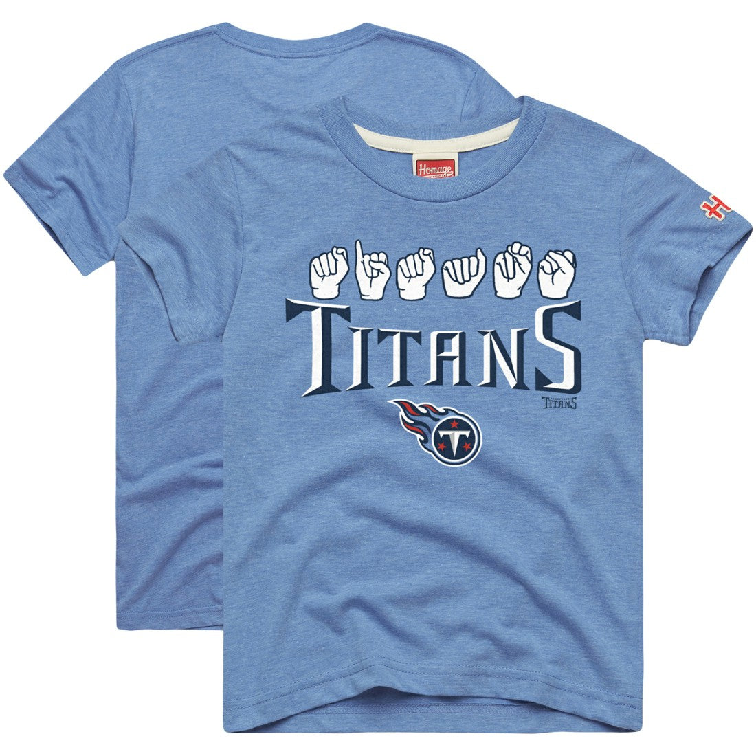Tennessee Titans Homage Youth Love Sign x ASL 2.0 Tri-Blend T-Shirt Light Blue