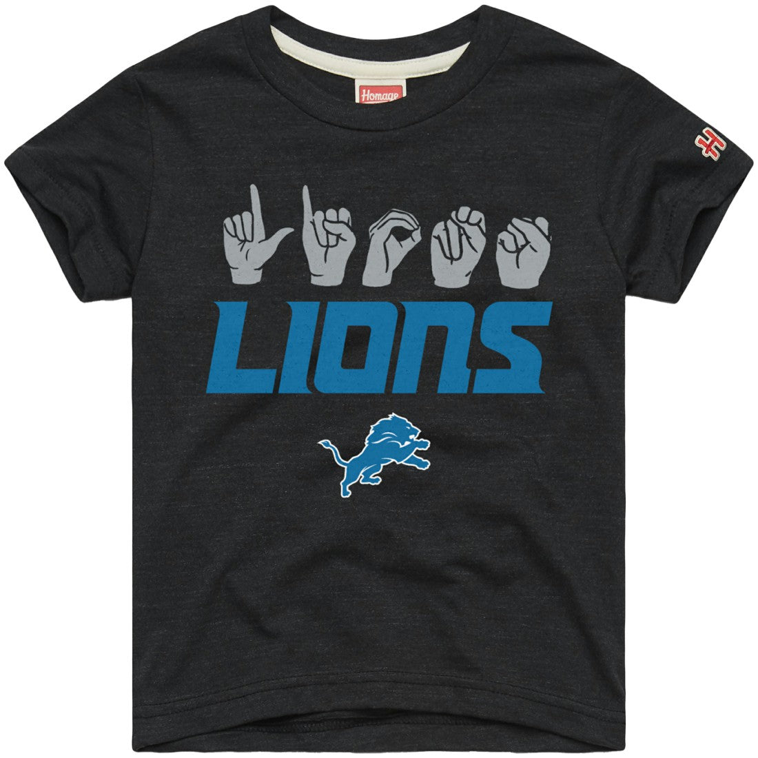 Detroit Lions Homage Youth Love Sign x ASL 2.0 Tri-Blend T-Shirt Charcoal