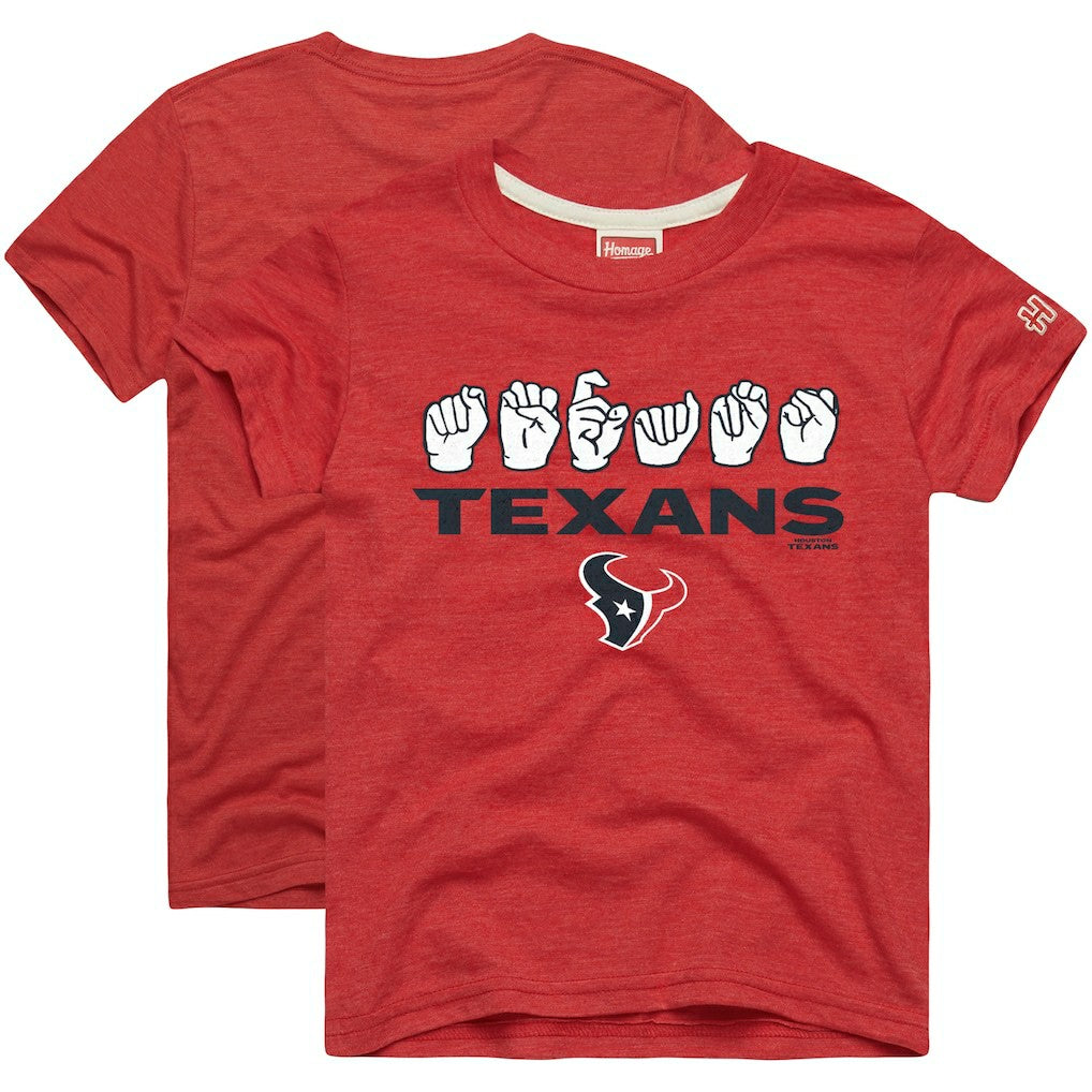 Houston Texans Homage Youth Love Sign x ASL 2.0 Tri-Blend T-Shirt Red