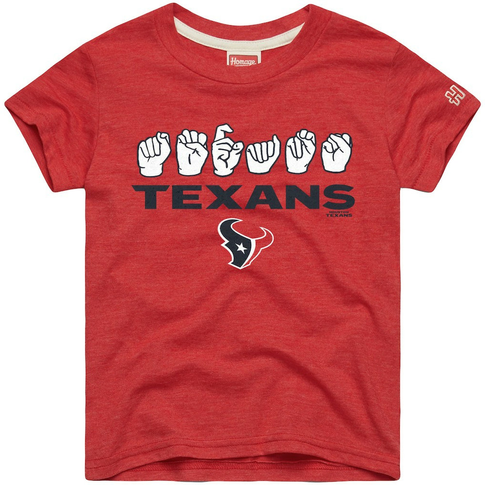 Houston Texans Homage Youth Love Sign x ASL 2.0 Tri-Blend T-Shirt Red