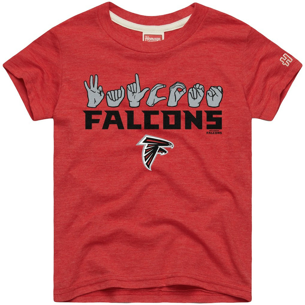 Atlanta Falcons Homage Youth Love Sign x ASL 2.0 Tri-Blend T-Shirt Red