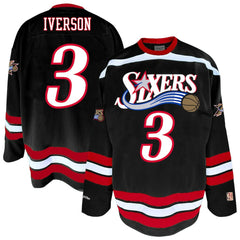 Allen Iverson Philadelphia 76ers Big & Tall NBA Hockey Jersey Black | Mitchell & Ness US