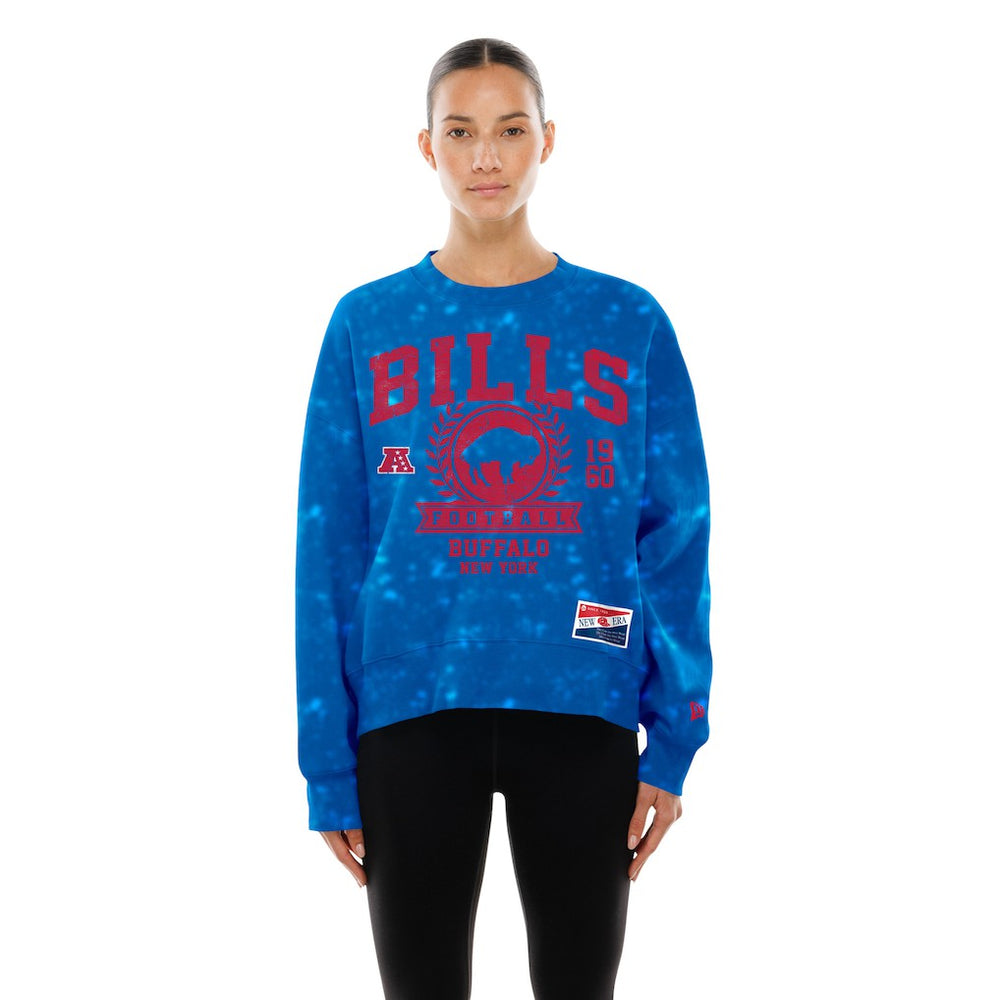 Buffalo Bills New Era Women's Throwback Oversized Boxy Sweatshirt Royal