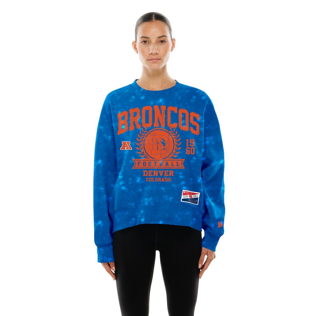 Denver Broncos New Era Women's Throwback Oversized Boxy Sweatshirt Royal
