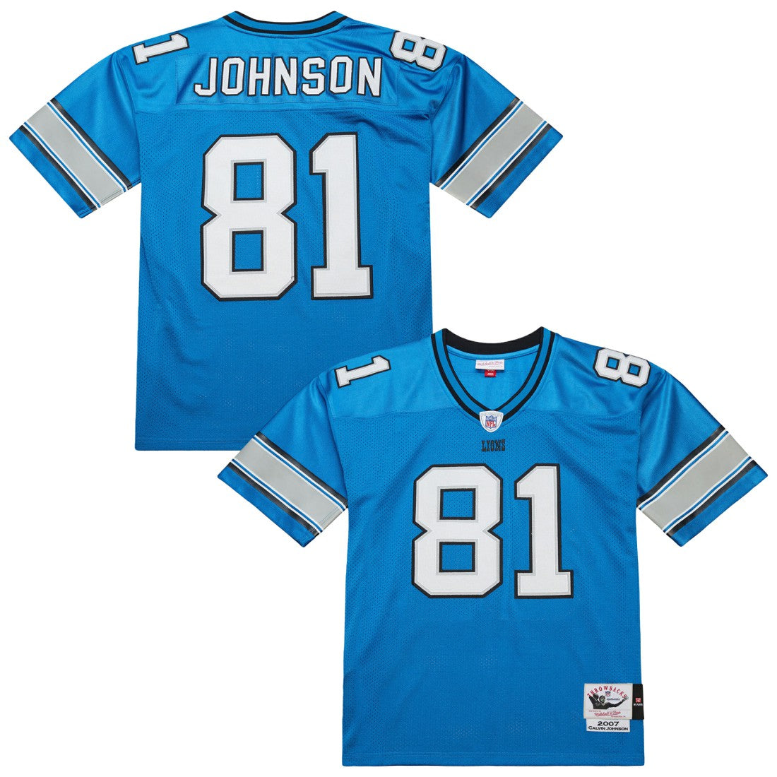 Mitchell & Ness Calvin Johnson Detroit Lions 2007 Authentic Throwback Retired Player Jersey Blue
