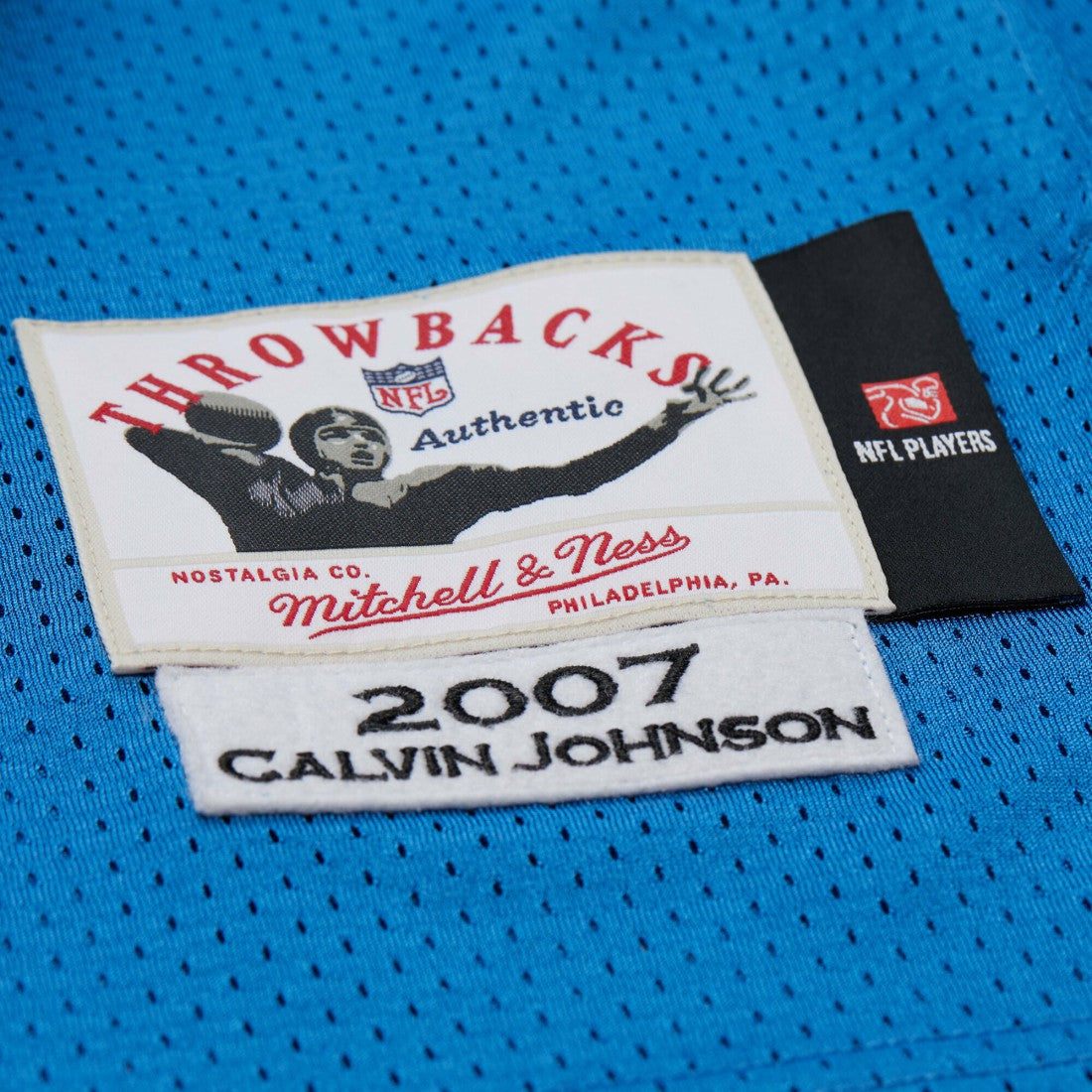 Mitchell & Ness Calvin Johnson Detroit Lions 2007 Authentic Throwback Retired Player Jersey Blue