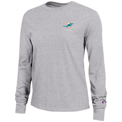 Miami Dolphins Champion Women's Core Long-Sleeve T-Shirt Heather Gray